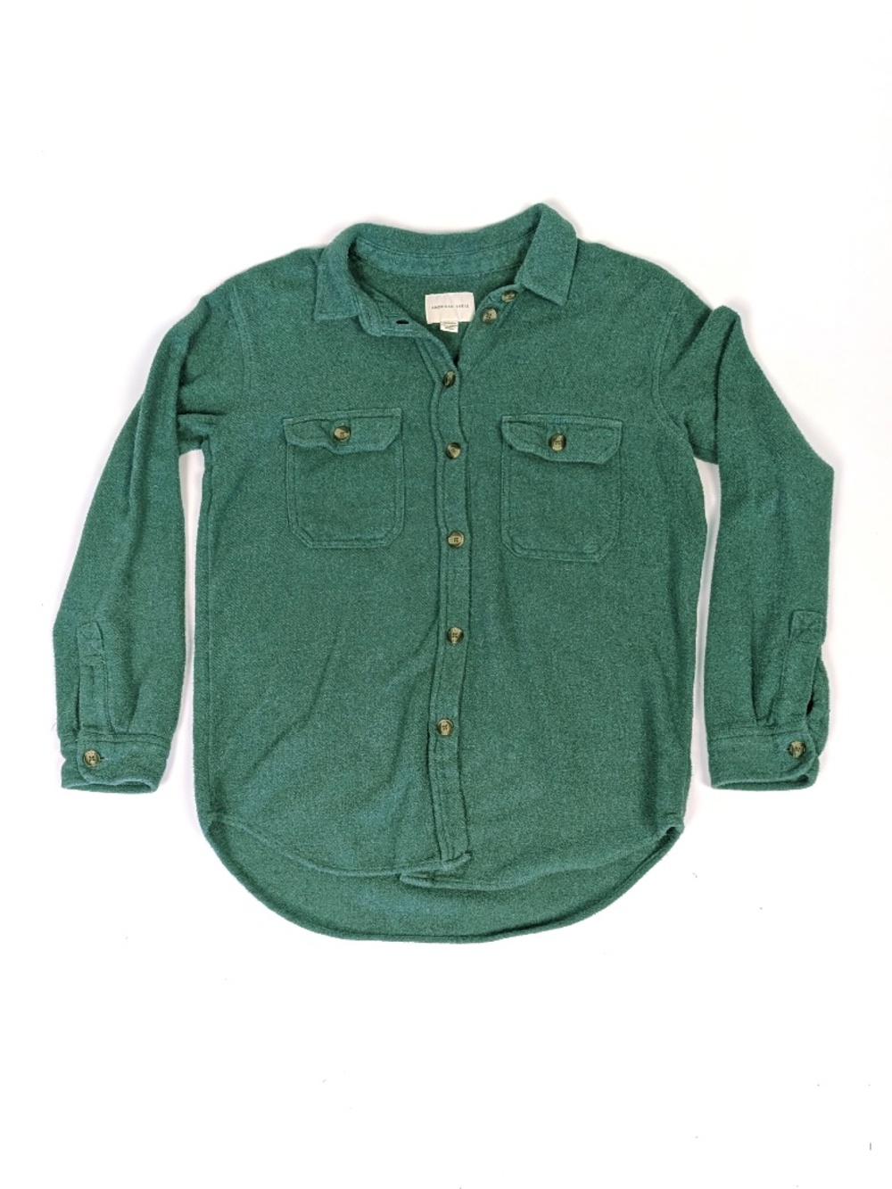 American Eagle Women's Green Flannel Button down Shirt